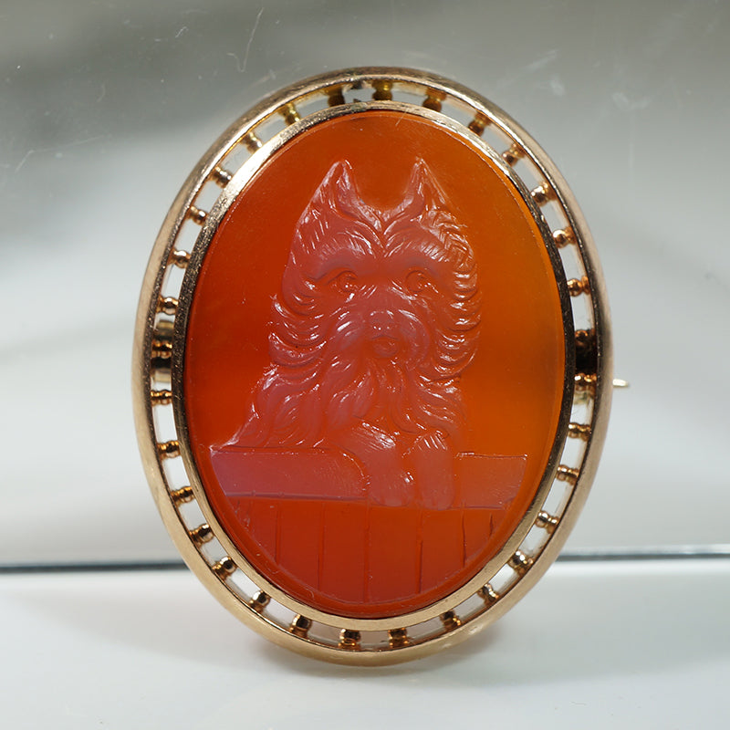 Adorable Terrier Cameo Brooch