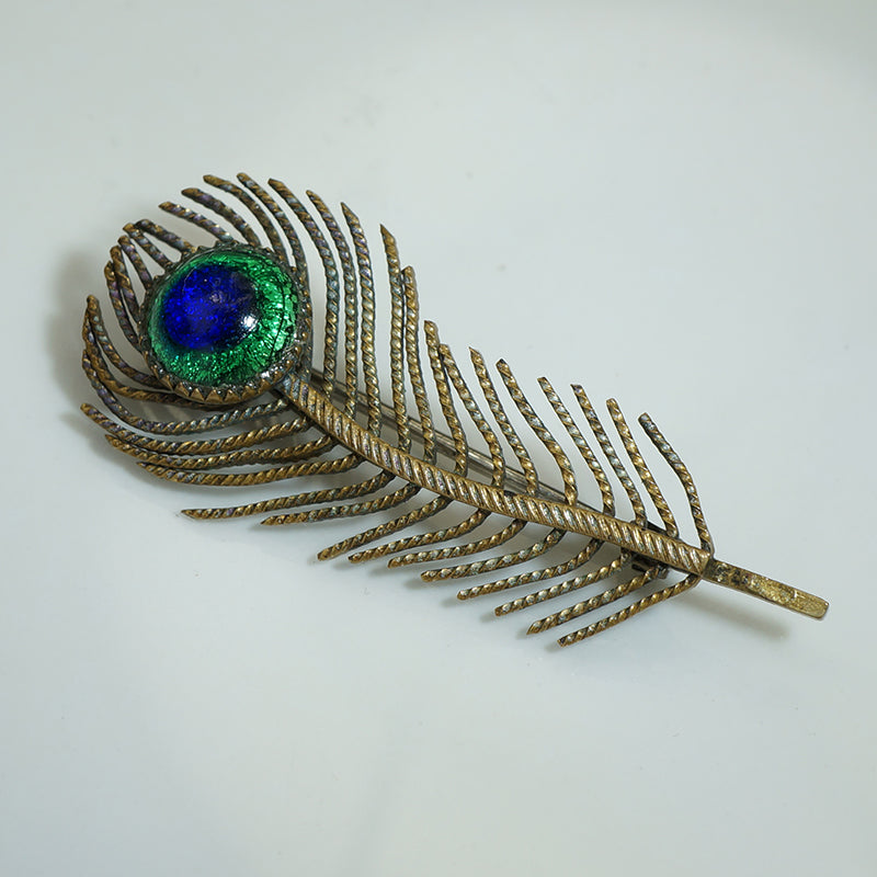 Lovely Art Nouveau Peacock Feather Brooch