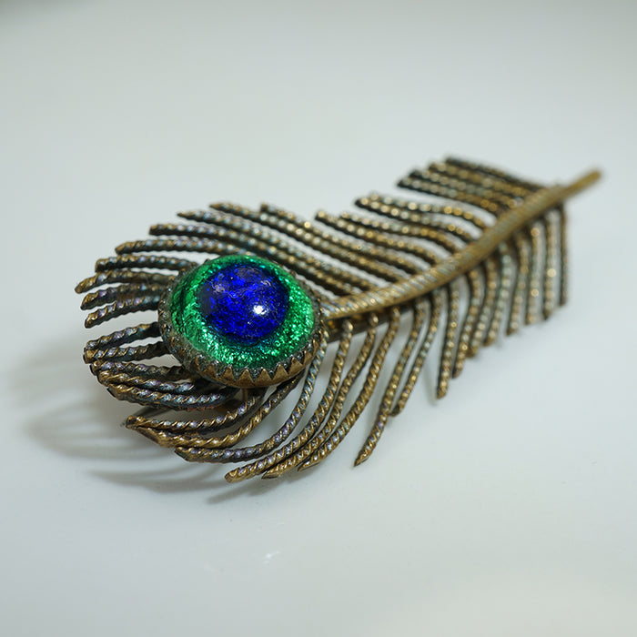 Lovely Art Nouveau Peacock Feather Brooch