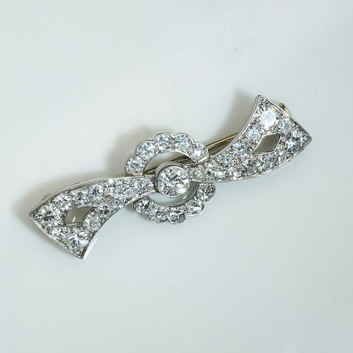 Delightful Old Euro Diamond Platinum Brooch