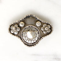 Honeycomb & Flowers Sterling Chas Horner Brooch