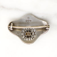 Honeycomb & Flowers Sterling Chas Horner Brooch