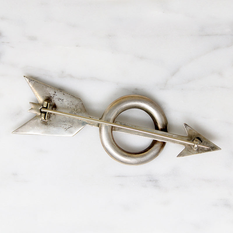 Scottish Pebble Brooch Pink & Gray Agate Arrow