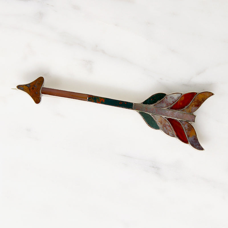 Colorful Scottish Pebble Arrow Brooch
