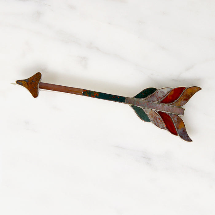 Colorful Scottish Pebble Arrow Brooch