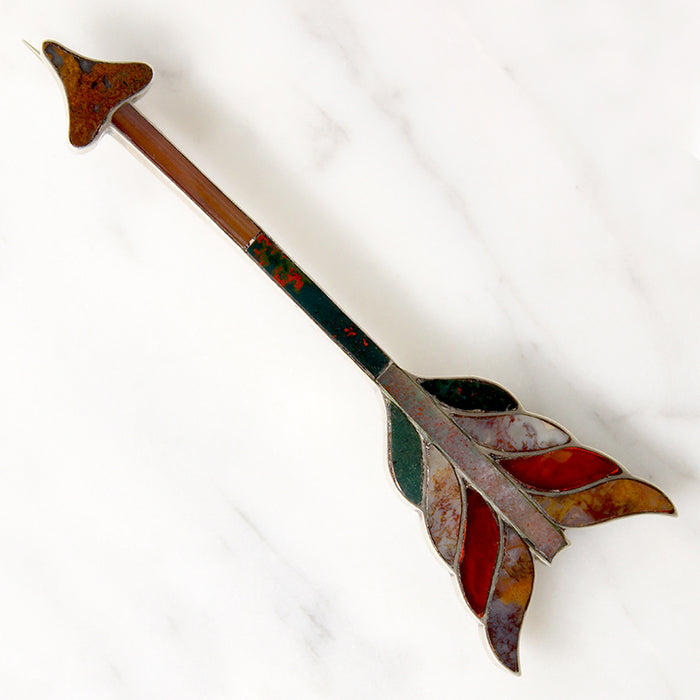Colorful Scottish Pebble Arrow Brooch