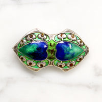 Brilliant Blue & Green Enamel Murrle Bennet Brooch