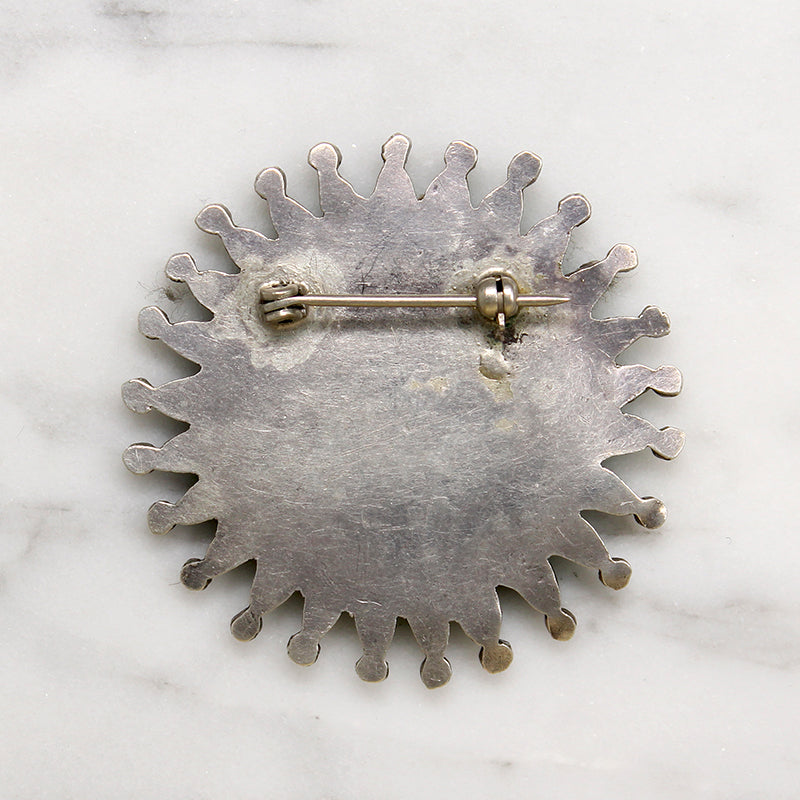 Radiant Zuni Turquoise Petit Point Sunflower Brooch
