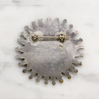 Radiant Zuni Turquoise Petit Point Sunflower Brooch