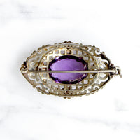 Brilliant Amethyst in Exuberant 14k White Gold Brooch