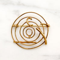 Whimsical 14k Gold Circle Brooch Signed Shaw