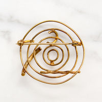 Whimsical 14k Gold Circle Brooch Signed Shaw