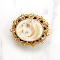 Cornucopia Hair Work in 18k Gold Brooch