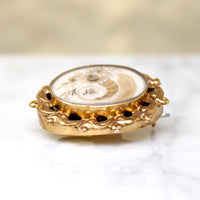 Cornucopia Hair Work in 18k Gold Brooch