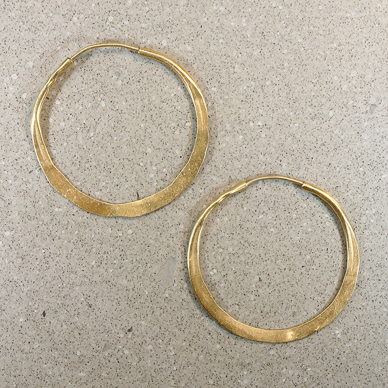 Handmade Hammered 14k Gold Hoops