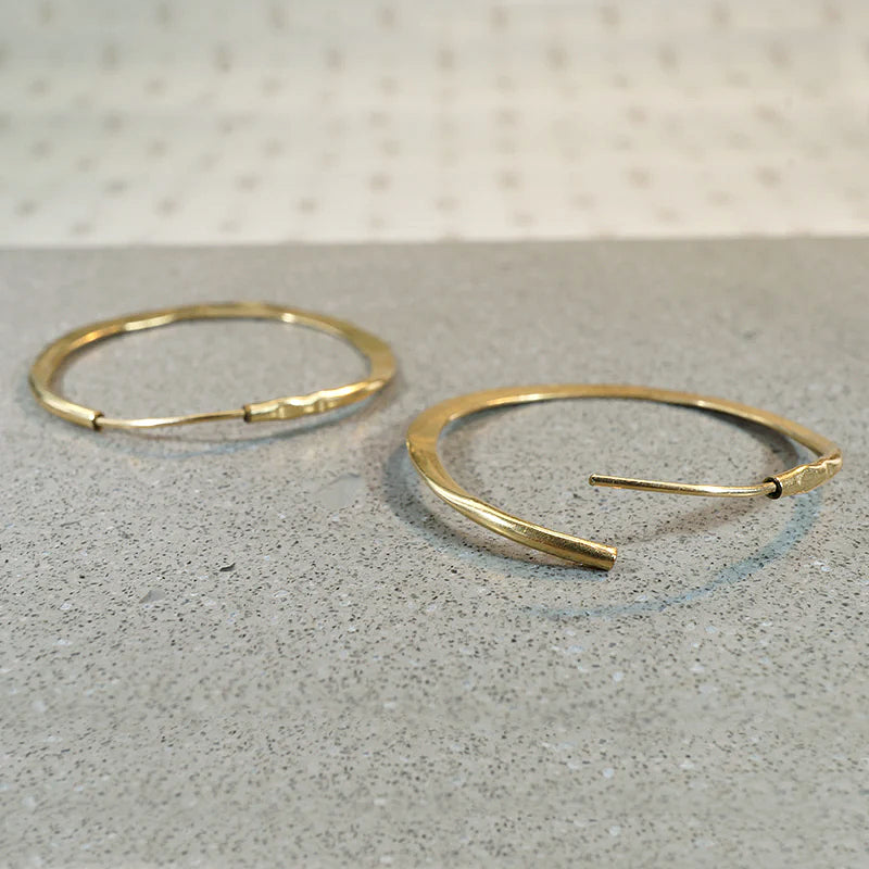 Handmade Hammered 14k Gold Hoops