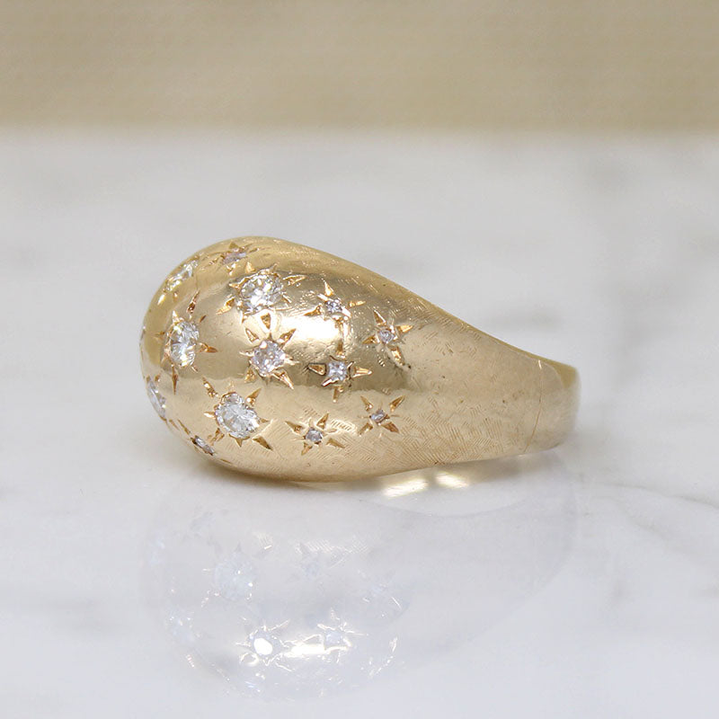 Star-Spangled Diamond-Set Vintage Bombé Ring