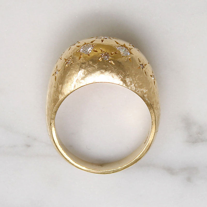 Star-Spangled Diamond-Set Vintage Bombé Ring