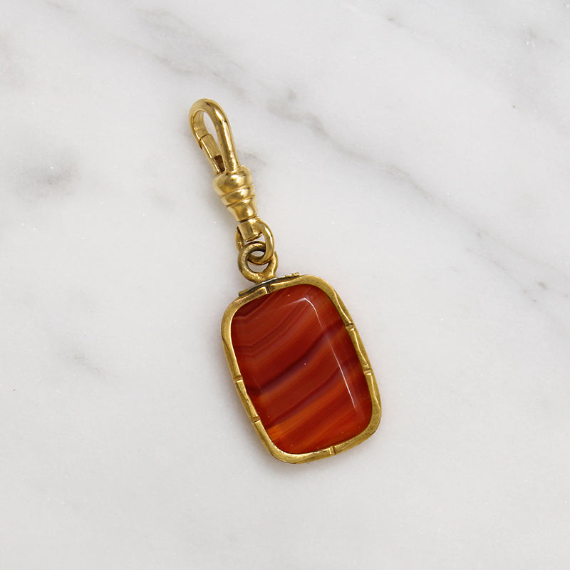 Fiery Carnelian Fob with Gold Filled Watch Hook
