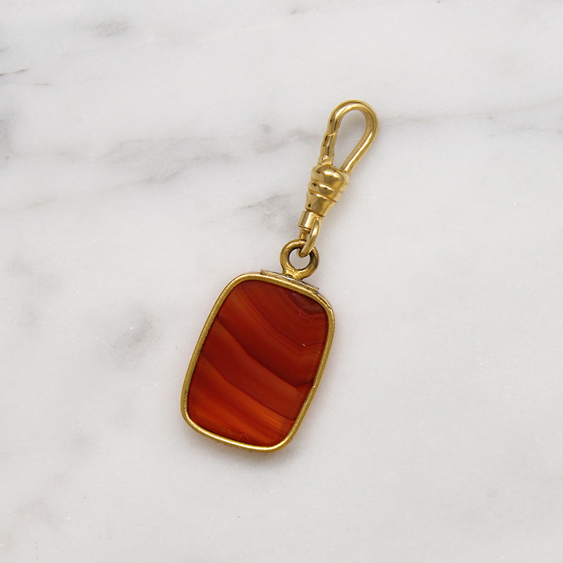 Fiery Carnelian Fob with Gold Filled Watch Hook