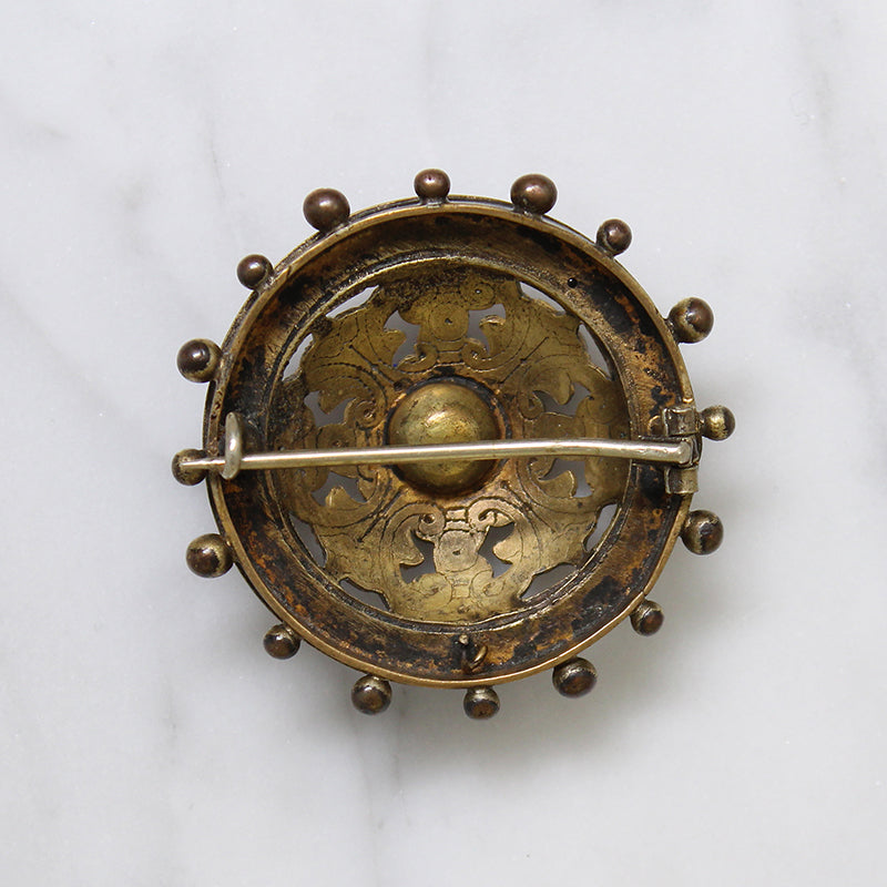Tudor Revival Enamelled Silver Gilt Brooch