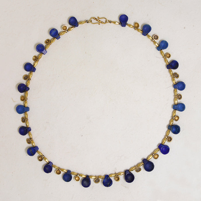 Amazing Ancient Lapis & 22k Gold Bead Necklace