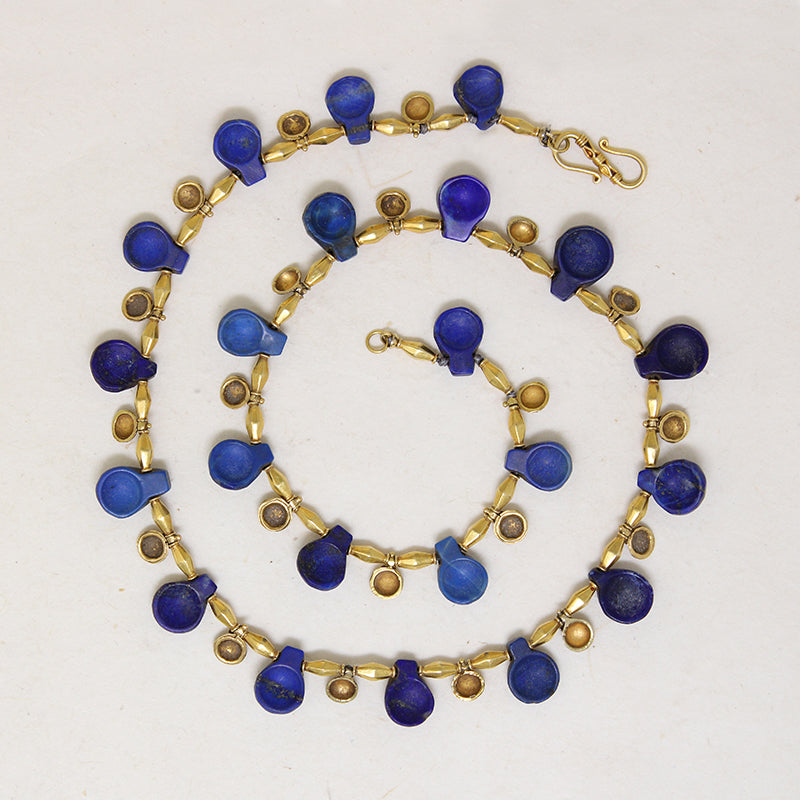 Amazing Ancient Lapis & 22k Gold Bead Necklace