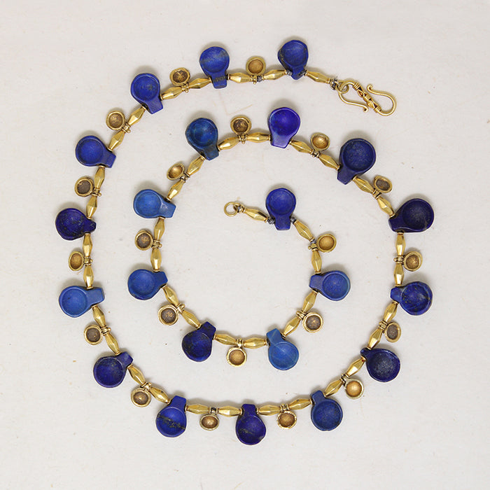 Amazing Ancient Lapis & 22k Gold Bead Necklace