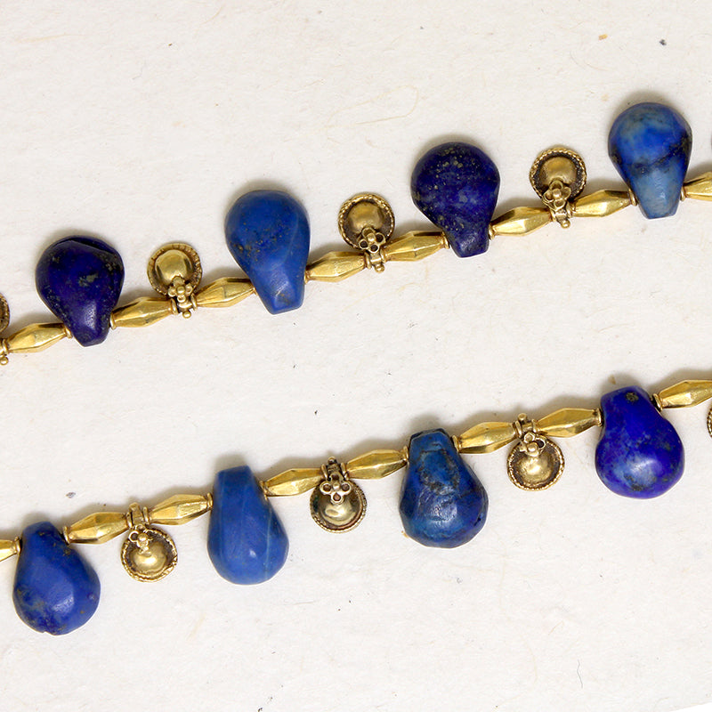 Amazing Ancient Lapis & 22k Gold Bead Necklace