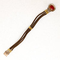 Antique Woven Hair Bracelet with Carnelian & Gold Appointments