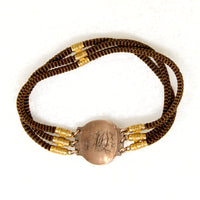 Antique Woven Hair Bracelet with Carnelian & Gold Appointments
