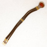 Victorian Woven Hair Bracelet with Carnelian & Gold Appointments