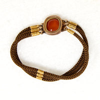 Victorian Woven Hair Bracelet with Carnelian & Gold Appointments