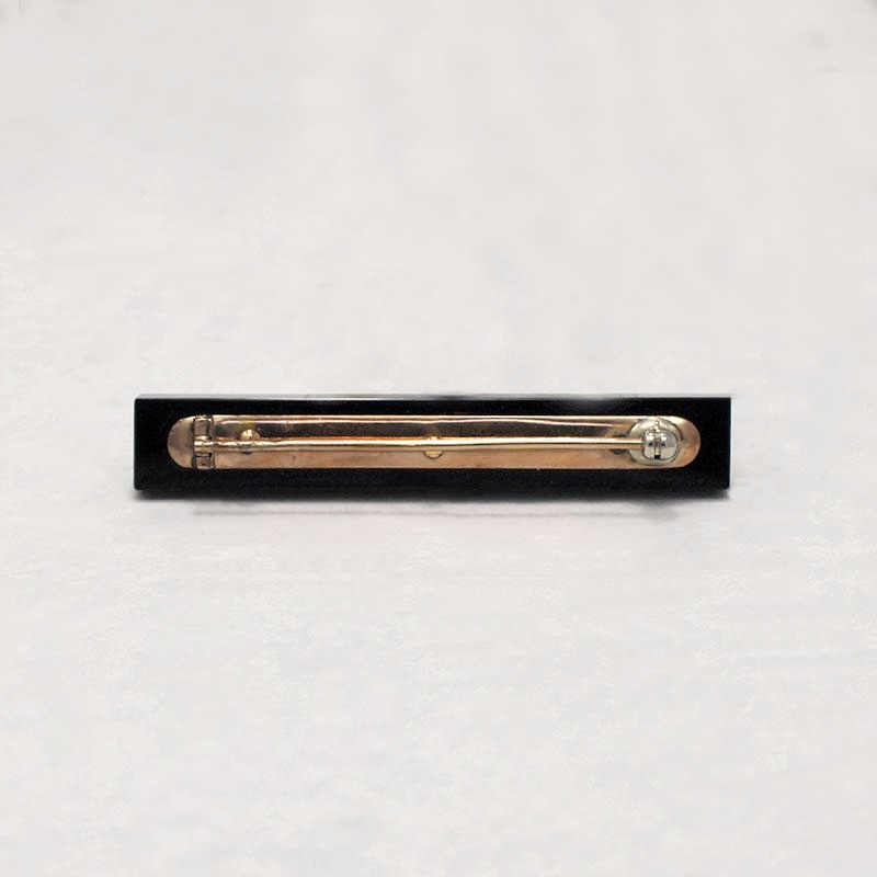 Graphic Onyx Gold & Pearl Victorian Brooch