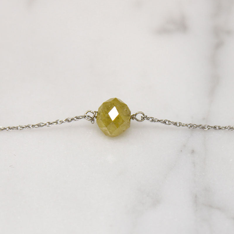 Refined Faceted Green Diamond Bead Necklace by brunet