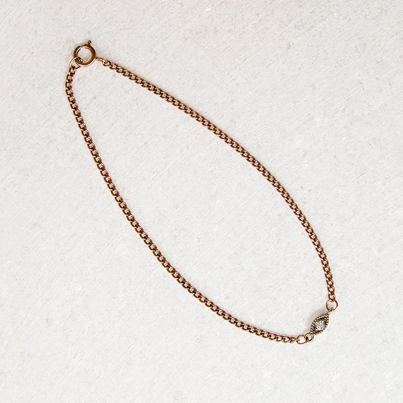 Rosy Gold Curb and Diamond Navette Bracelet by brunet