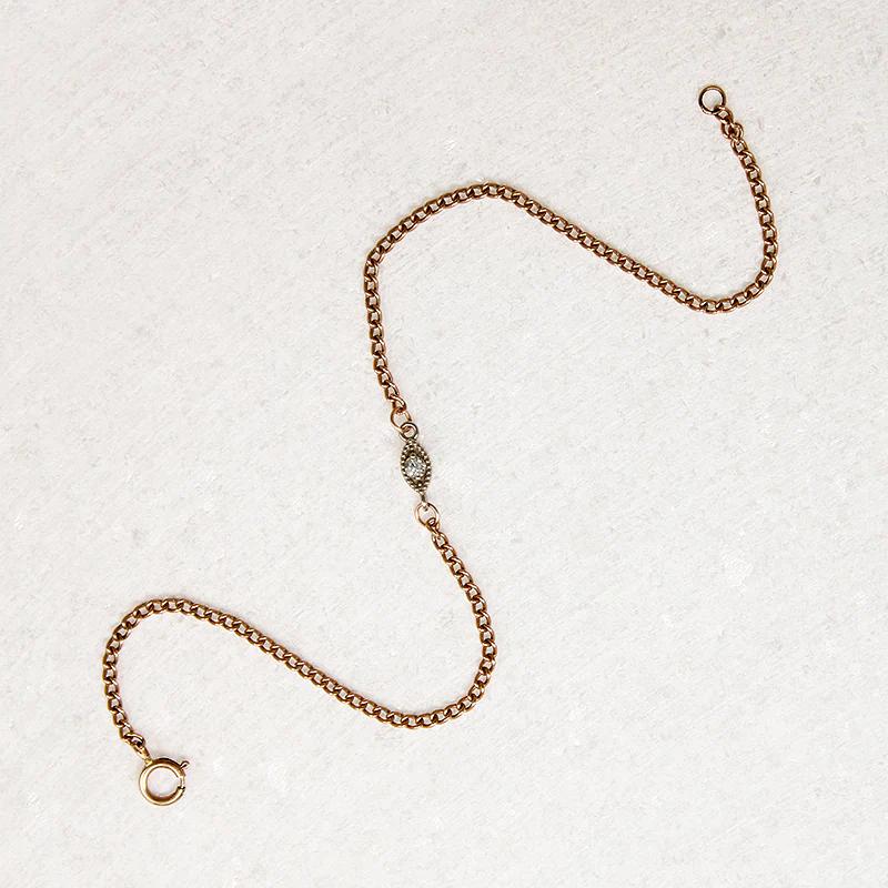 Rosy Gold Curb and Diamond Navette Bracelet by brunet