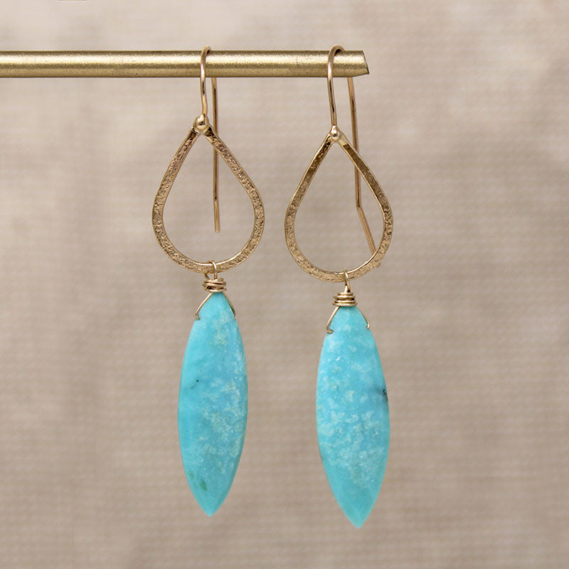 Cairo Turquoise Navettes & Gold Earrings by brunet