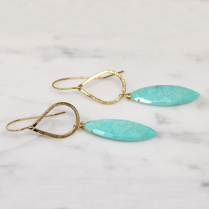 Cairo Turquoise Navettes & Gold Earrings by brunet