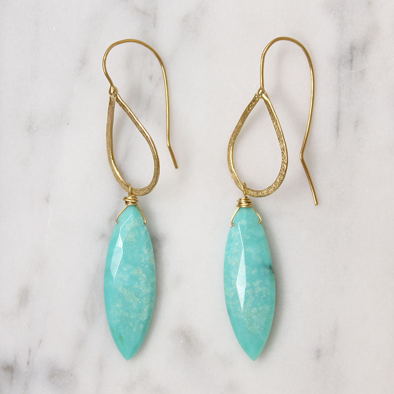 Cairo Turquoise Navettes & Gold Earrings by brunet