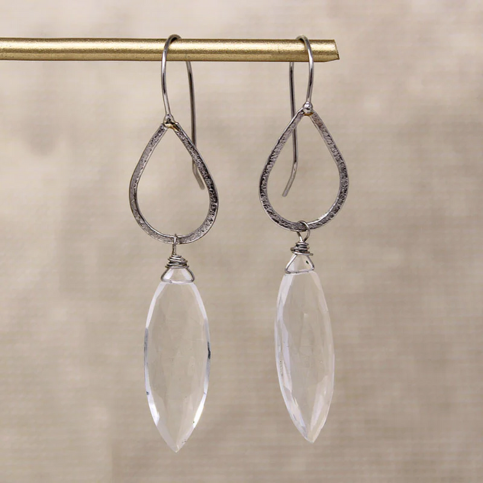 Cairo Sparkling Crystal & White Gold Earrings by brunet 