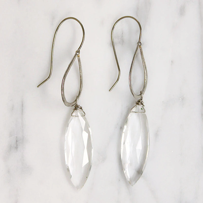 Cairo Sparkling Crystal & White Gold Earrings by brunet 