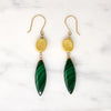 Malachite Drops Earrings with Luxe Gold Beads by brunet