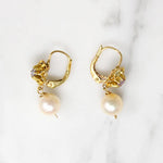 Romantic Floral Top Pearl Drop Earrings by brunet
