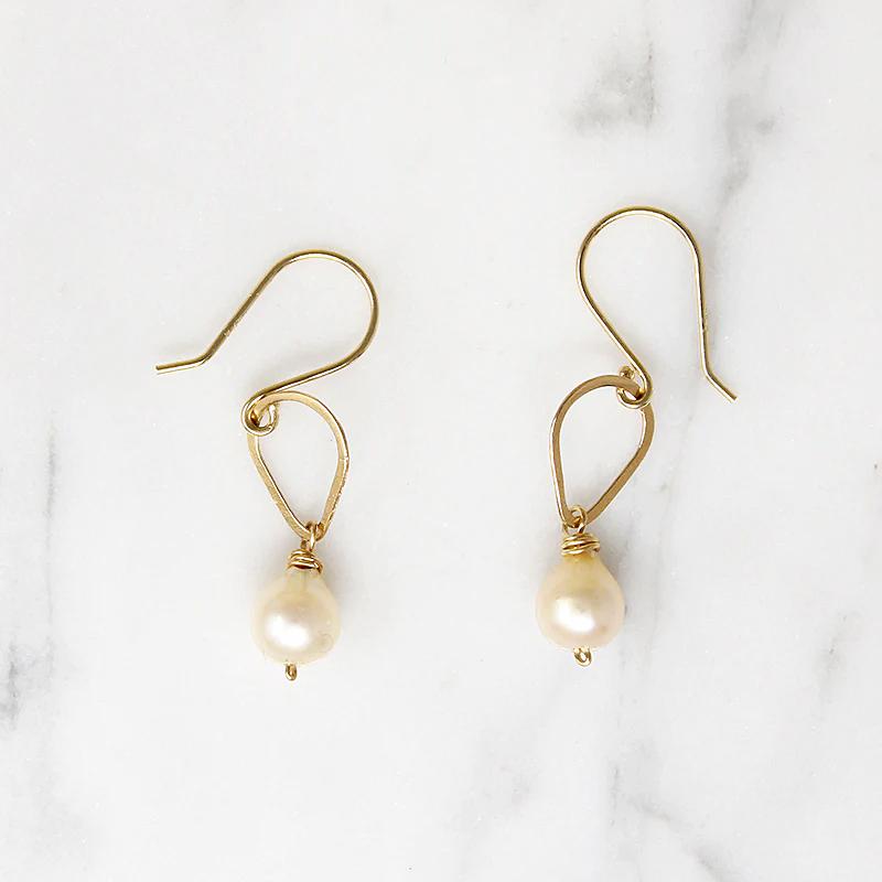 Vintage Pearl & Handmade Gold Detail Earrings by brunet