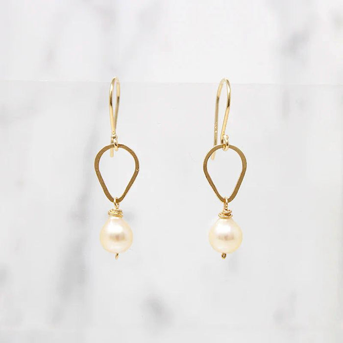 Vintage Pearl & Handmade Gold Detail Earrings by brunet