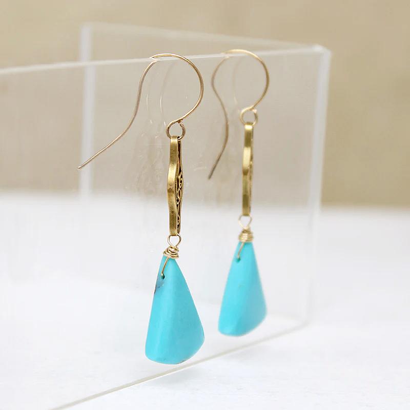 Antique 18k Filigree & Turquoise Fan Earrings by brunet
