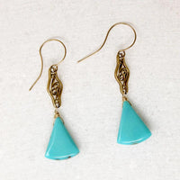 Antique 18k Filigree & Turquoise Fan Earrings by brunet