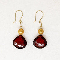 Festive Garnet & Etruscan Revival Gold Bead Earrings by brunet