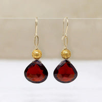Festive Garnet & Etruscan Revival Gold Bead Earrings by brunet